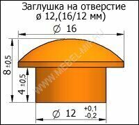 Заглушка на отверстие Ø 12, липа (12/16 мм)